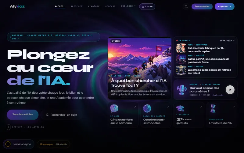 Alyriaz, la page d’accueil